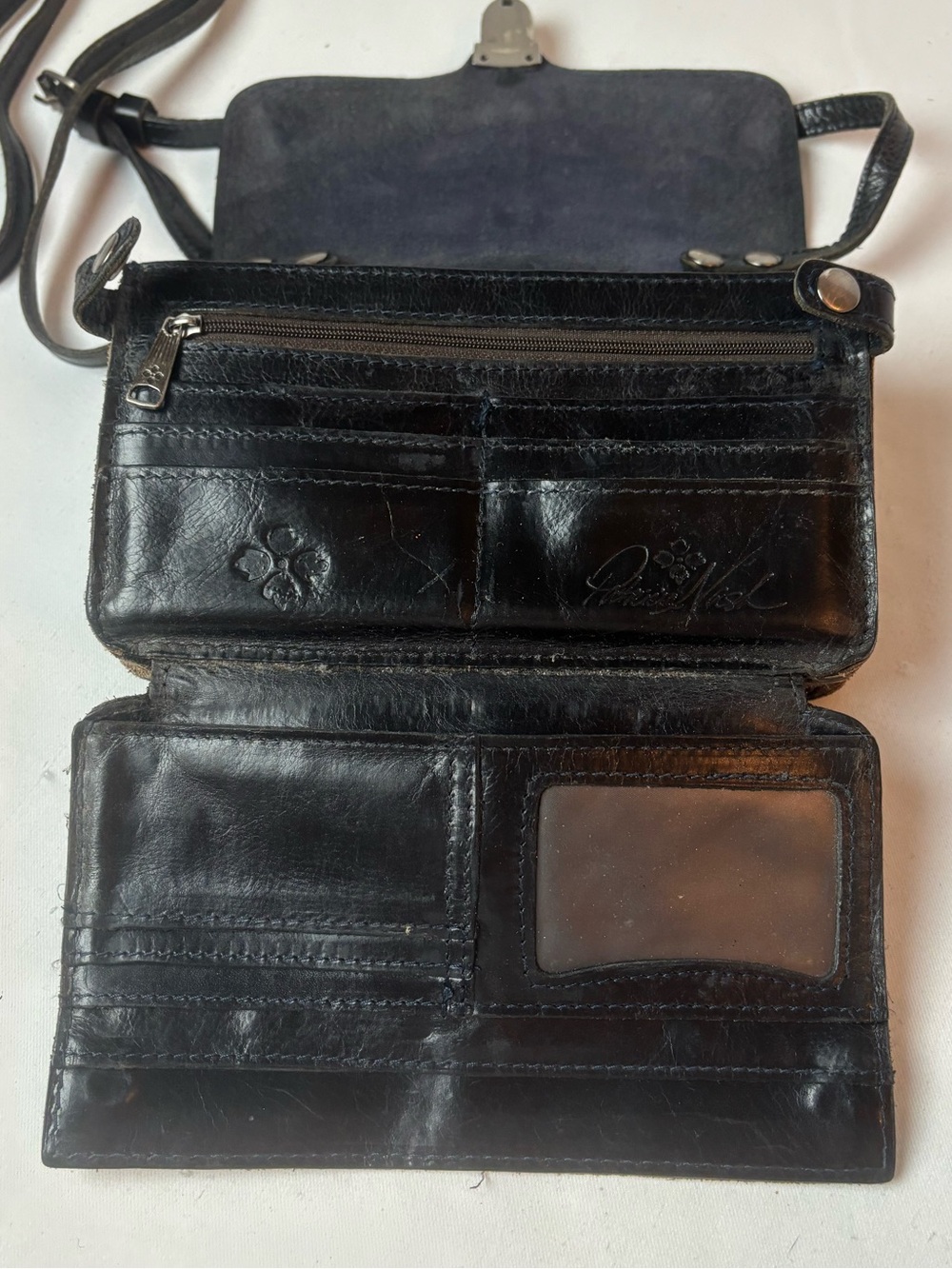 Patricia Nash Bianco Floral Smooth Leather Crossbody Organizer Bag - Picture 5 of 11